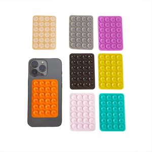 Double Side Silicone Suge Pad for Mobile Phone Fixture Suction Cup Backed 3M Adhesive Silicone Rubber Sucker Pad för iPhone Samsung Xiaomi Huawei Fixing 50st