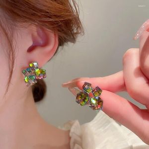 Dangle Earrings Korean Design Fashion Jewelry Luxury 3D Colored Crystal Geometry Modern Girls' Party Accessories