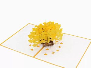 3D gratulationskort Guld Ginkgo Leaf Trees Pop -card för mamma fru födelsedag tack gratulationer valentine039s dag barn gif4840460