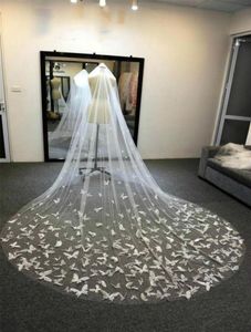 Soft Tulle Chapel Bridal Veils WhiteIvory Veil for Bridal 3D Butterfly Wedding Veil with comb61900487796586