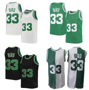 Basketball Jersey Larry Bird 1985-86 34 Pierce 5 Garnett 2007-08 Men Youth Black White Green Mesh Hardwoods Classics Retro Jersey