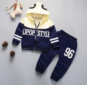 Primavera outono crianças algodão agasalho bebê meninos meninas zíper hoodies calças 2 pcssets infantil moda twinset roupas da criança y203130003