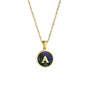 Wholesale Shell Jewelry (6pieces/lot) Titanium Steel Gold Color 26 Capital Letter A Pendant Necklace for Women
