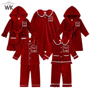 Conjunto de pijamas de veludo para bebês, meninos e meninas, roupa de férias de inverno para crianças, adicione seu nome de texto, roupa de dormir personalizada 240304