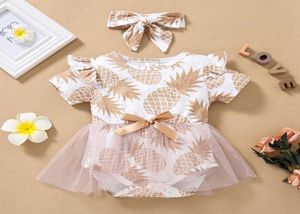 Girl039s sukienki 2PCS Baby Romper Summer Suit Druku