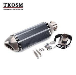 TKOSMRacing Universal Akrapovic Motorcycle Exhaust Escape Moto Muffler Pipe With Removable DB Killer GY6 CBR125 CB400 CB600 YZF3821220