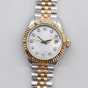 Relógio feminino 28mm relógios femininos mostrador roxo movimento nh05 rosa ouro jubileu pulseira aço inoxidável datejust escritório la348a