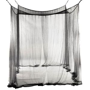 Nowy 4-kokorner z netto z baldachimem Mosquito Net for Queen King Sieded Bed 190 210 240 cm Black306n