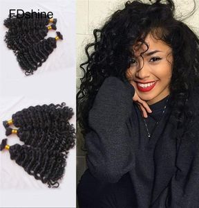 Onda profunda brasileira cabelo humano em massa para trança cor natural 4 pacotes de cabelo em massa sem trama fdshine5970038