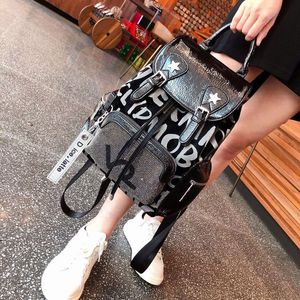 Ladies shoulder bag 4 colors street personalized leather leisure travel backpack sweet luxury studded handbag college style letter student backpack 863#