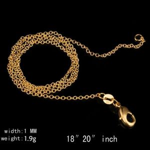 Fashion 1MM 18K Gold Plated 925 Sterling Silver O Chain Necklace Diy Jewelry Chain Rose Gold 18-24 Inches295t