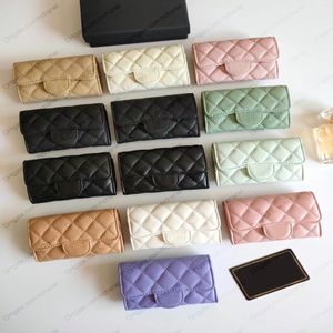 Top High quality luxury Designer wallet France Paris plaid caviar style woman mini Card Holders pure color genuine leather sheepsk318s