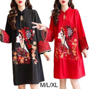 Повседневные платья Китайское платье Cheongsam длиной до колена для уличных покупок Официальные мероприятия