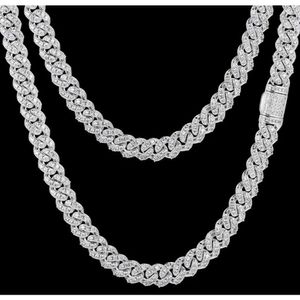 Customizable Cuban Link Chain 925 Sterling Silver Iced Out Moissanite Diamond Hiphop 8mm