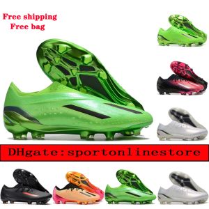 Enviar com saco Mens Botas de Futebol X Speedportal FG Chuteiras de Futebol Plating Sole Knit Shoes Botas de Futbol Respirável Ao Ar Livre 2022 Copa do Mundo Homens Top Quality Verde