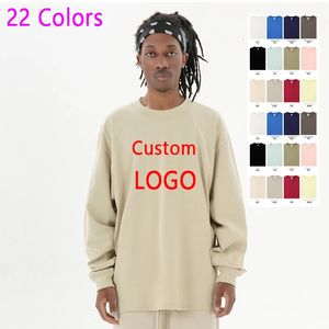 Fai da te personalizzato 22 colori 100% cotone morbido autunno maglietta a maniche lunghe per uomo donna camicia semplice o-collo oversize 240306