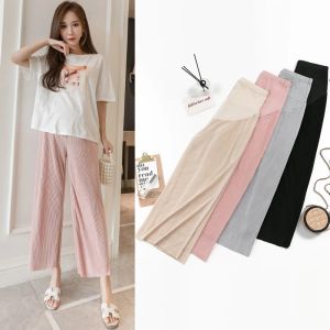 Capris 9/10 Length Summer Thin Linen Maternity Pants Elastic Waist Belly Pants Clothes for Pregnant Women Pregnancy Short Trousers