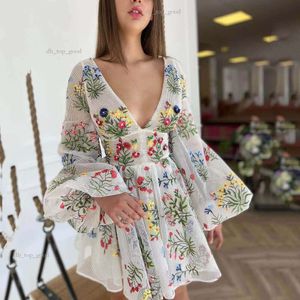 2024 Summer New Cross Side Women's Mesh Embroidery Design Lantern Sleeve Fairy Dresses 369