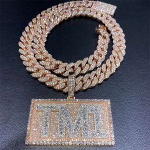 16mm 100% handgjorda inställningar Anpassade VVS Moissanite Diamond Iced Out Cuban Link Chain 925 Sterling Silver Hip Hop Jewelry