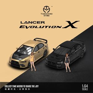 Time Micro 1 64 Lancer Evo Siyah Kapak Düz Renkli Diecast Model Araba Koleksiyon Ekranı 240306