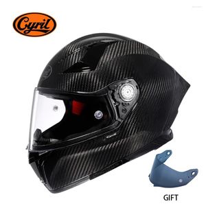 Motorcykelhjälmar unisex lätt kolfiber Kevlar Full Face Street Bike Racing Helmet Dot ECE Godkänd Cyril Casque Moto