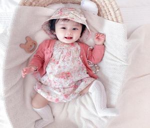 Cute Baby Girls Set di vestiti 2021 Moda Cute Cherry Stampe Bambino Bambini vestito corto Hatcardigan 4 pezzi top27082179298113
