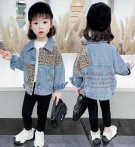 Ceket Bahar Sonbahar Çocuk Günlük ceket kızlar kot palto küçük erkekler leopar patchwork denim dış giyim kostümü 12m9y cl6847845384