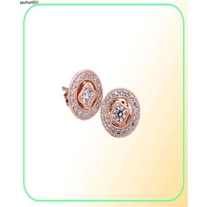 Wholesale- Charm Cz Diamond Stud Earrings Luxury Designer Jewelry for 925 Sterling Silver with Box Lady Earrings4643204 {category}