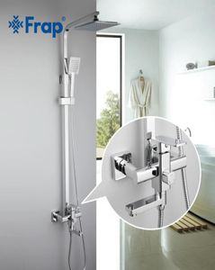 Frap 1 Set Badrum Rainfall Duschkran Set Set Enkel Mixer Tap med handsprutväggmonterade badduschuppsättningar F2420 T20078822959