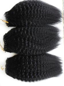 Kinky prosta mikro pętla Pierścień Human Hair Extensions 300G 100 Human Micro Bead Links Remy Hair Corase Yaki Pre Bonted Hair Extens4571114