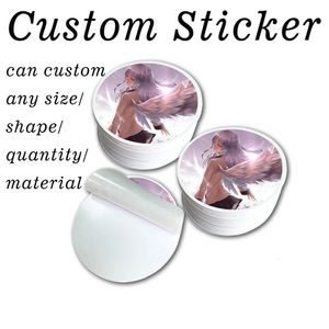 100 peças 7-10cm adesivo personalizado impressão design personalizado em papel kraft transparente etiqueta adesiva selo à prova d'água 240229