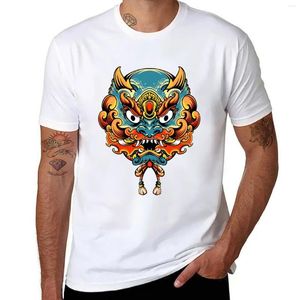 Męskie topy czołgowe foo pies t-shirt grafika t-koszulka krótka koreańska moda tee ubrania