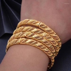 Wando 24k 4st kan öppna Dubai Arab Kuwait Gold Color Bangles For Women Girl Arabic Middle East Bride African Jewelry Bangle336m