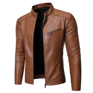 PU Casual Leather Jacket Men Spring Autumn Coat Motorcykel Biker Slim Fit Outwear Male Black Blue Clothing Plus Size S-3XL 240227