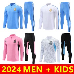 2024 Fotbollsspåren Pre Match Jacket Strike Drill Maradona Enzo Messis 23/24/25 Argentina Soccer Training Suit Långärmad jogging futbol Chandal Men barnstorlek