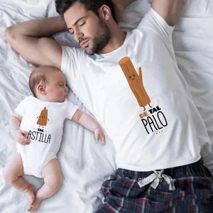 Lustige Familien-passende Hemden De Tal Palo Astilla T-Shirts Papa und Jungen Mädchen T-Shirts Baby Strampler Vatertags-Outfits Geschenke 240226