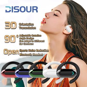 3D Directional Stereo Bass Earphone 90 ° Justerbar öronkrok Sport Bluetooth Trådlös hörlurar ENC Call Buller Reduction Headset