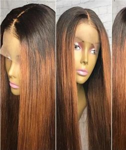 130 Densitet ombre färg spetsar främre mänskliga hår peruker med babyhår förpluckat hårfäste remy indisk hår glueless wigs90429347324681