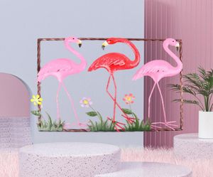 Adesivo de parede flamingo estilo chinês tridimensional, decoração de sala de estar, sala de crianças, pintura 5321406