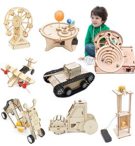 Assembly Model Building Toys for Kids 3D Wooden Puzzle Mechanical Kit Stem Science Physics Electric Toy Children Xmas Gift3464738