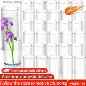 Vaser Flower Bottle 36 PC Clear Glass Cylinder Vases Bulk 10 Inch Tall Floating Candle Holders Glass Flower Vase Hurrican Decor Room L240309