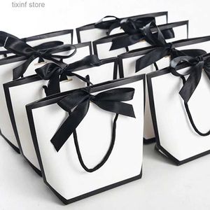Gift Wrap 50 Gift Candy Kraft Paper White Shopping Bag Christmas Gift Cosmetic Packaging Bag Wedding Decoration Gift Wholesale T240309
