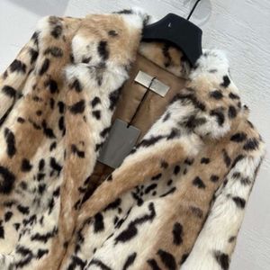 Bajia haining 2023 novo inverno pequeno rex coelho leopardo padrão terno de couro e pele casaco integrado para mulher 187033