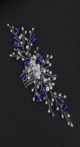 Headpieces azul cristal casamento acessórios de cabelo strass romântico feminino ornamentos noiva bandana nupcial tiara comb5663908
