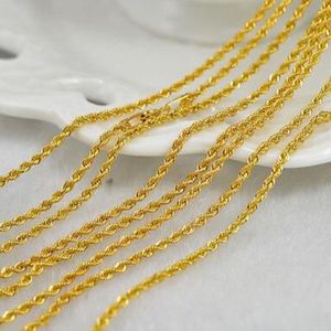 Autentisk 18k gult guldhalsband Menwomen Rope Chain Halsband 2-3G266S