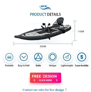 335x112x10cm Inflatable foot pedal Sit On Top Fishing Kayaks 1 Person Inflatable Kayak Pedal Kayak With Rudder by ship to door