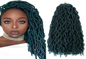 Ombre Green Blue Curly Crochet Hair Synthetic Braiding Extension Wavy Goddess Faux Locs 18 Inch Soft Dreads Dreadlocks 2204021608749