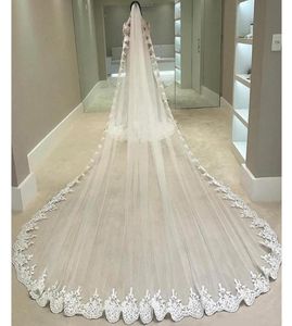 Chapel 5M Long Veil For Bride Ivory White Lace Trim Edge With Comb One Tier Wedding Veils High Quality Tulle Appliques5740880