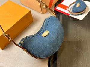 10A+ quality Designer bag vintage denim bag 2-in-1 Fashion women cross body bags Luxury woman purse handbags Hobo Shoulder Bags Blue Denim flower messenger purses PRPU