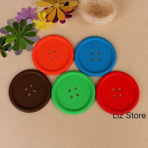 PVC Button Shaped Tea Coasters Mat Heat-Resistant Non-Slip Round Coaster Water Bottles Pads Coffee Beverage Placemat Waterproof TH1321